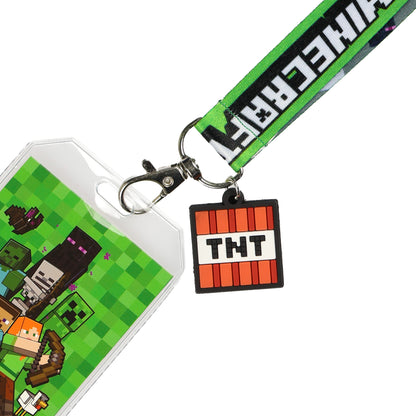 Minecraft Lanyard Battle Ready Clear ID Badge Holder with Rubber Charm
