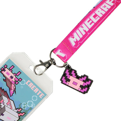 Minecraft Lanyard Axolotl Create Explore Survive Clear ID Badge Holder