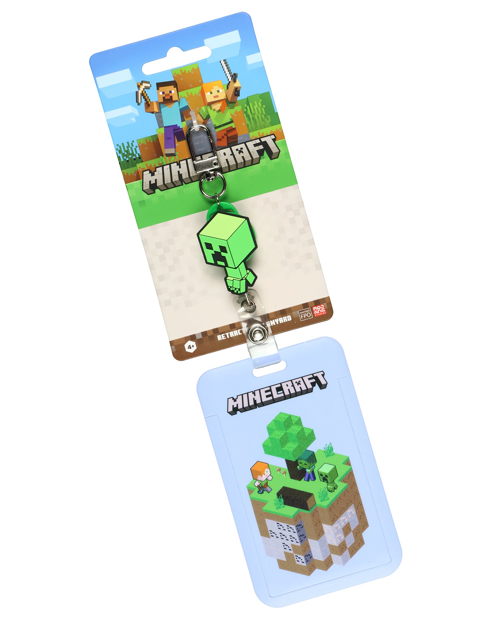 Minecraft Creeper Retractable Reel ID Badge Holder Keychain with Carabiner