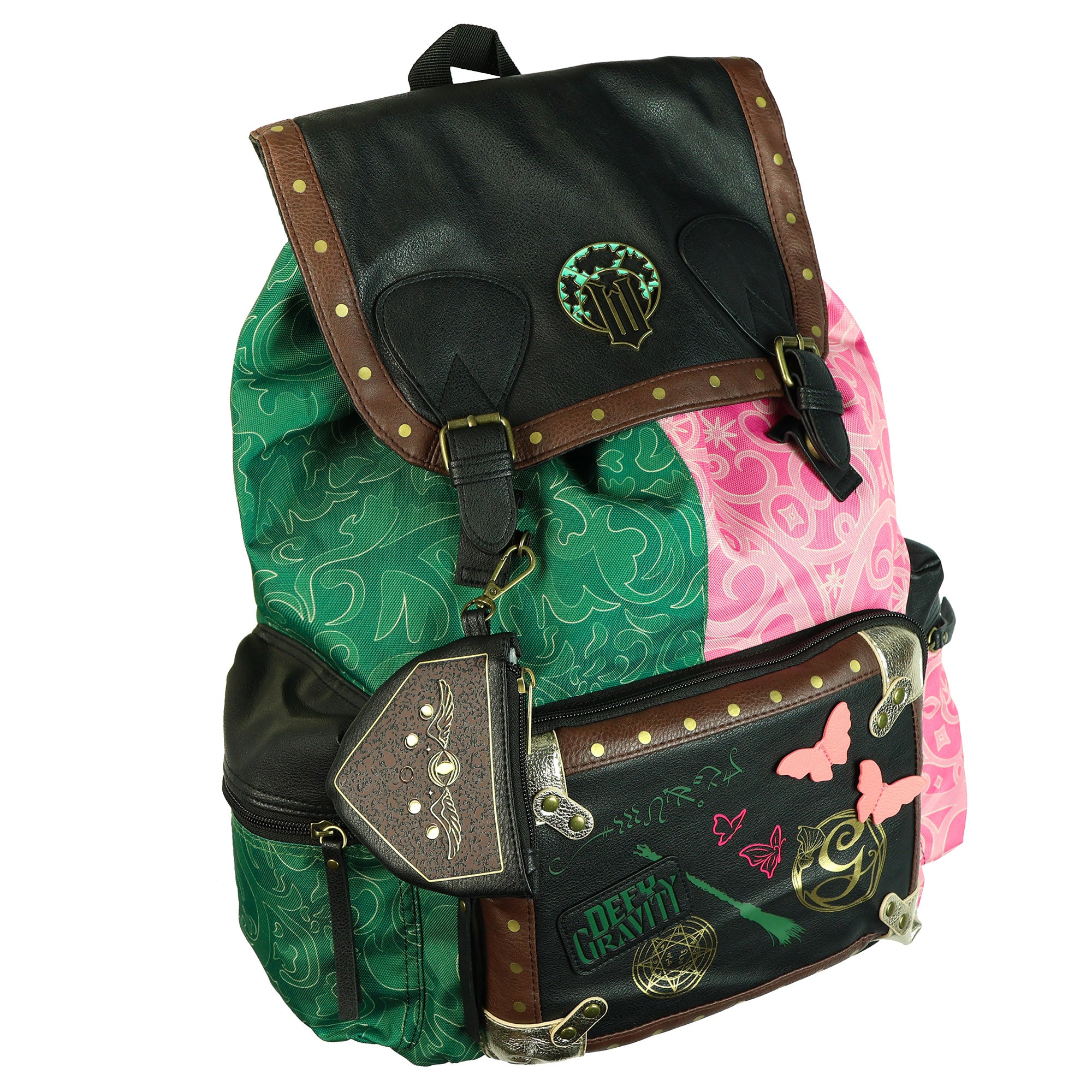 Wicked Backpack 18" Elphaba & Glinda Split Color Bag with Grimmerie Coin Purse
