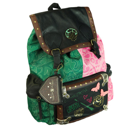 Wicked Backpack 18" Elphaba & Glinda Split Color Bag with Grimmerie Coin Purse