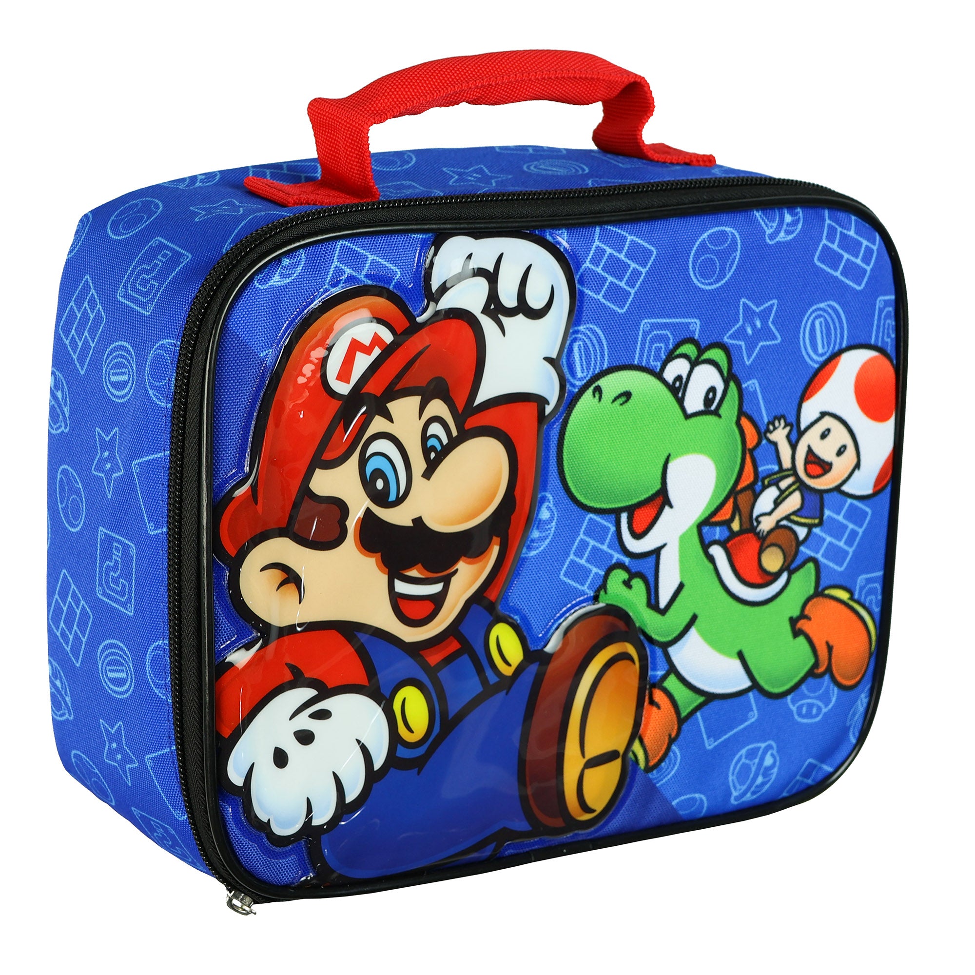 Nintendo Super Mario Lunch Box Insulated Full Zip Soft Sided Tote Bag 10"
