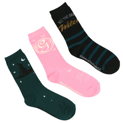 Wicked Crew Socks Women's Elphaba and Glinda 3 Pair for Shoe Size 5-10