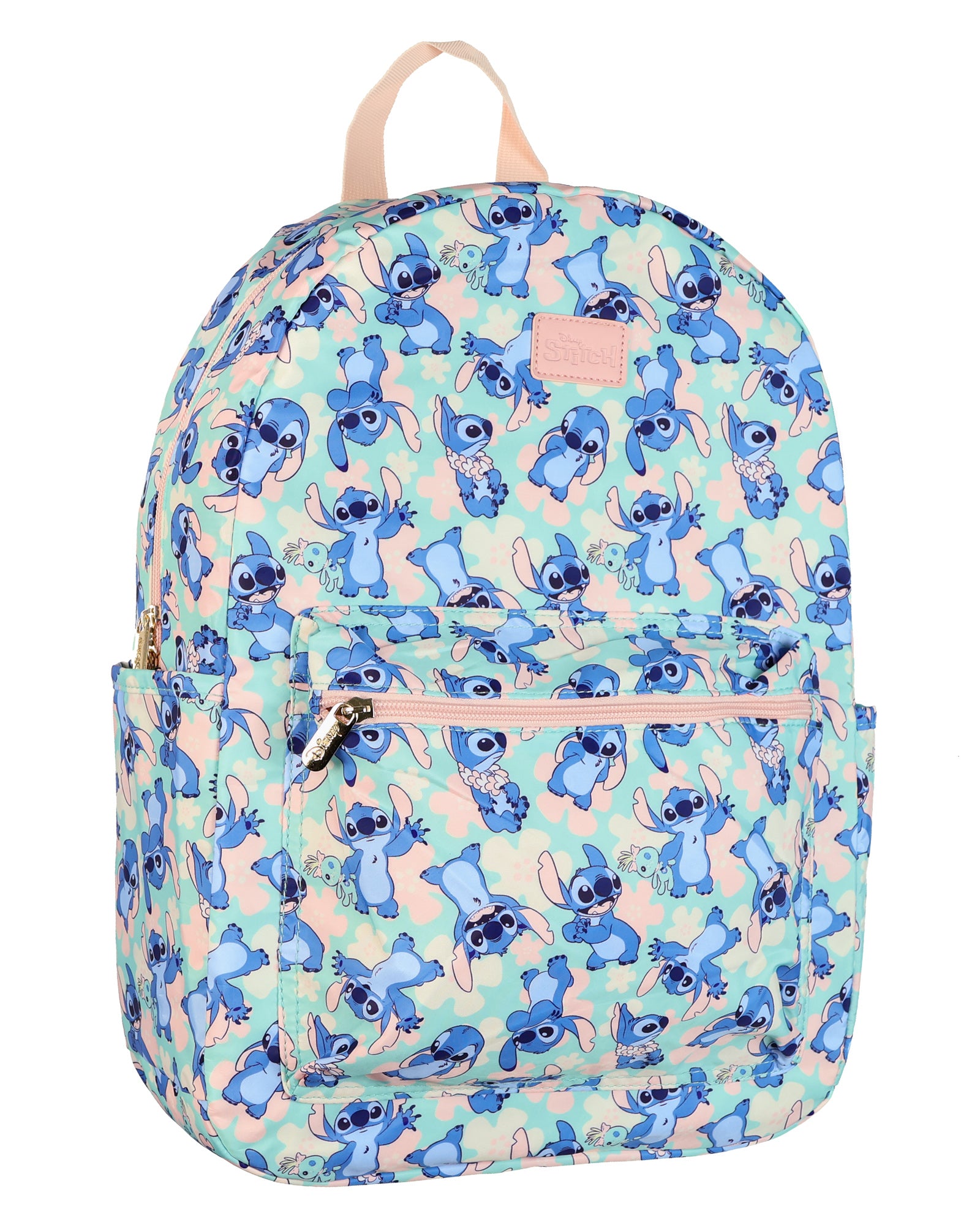 Disney Stitch Backpack 16" Tropical Floral Travel Bag with Luggage Strap