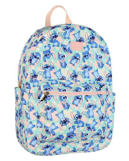 Disney Stitch Backpack 16" Tropical Floral Travel Bag with Luggage Strap
