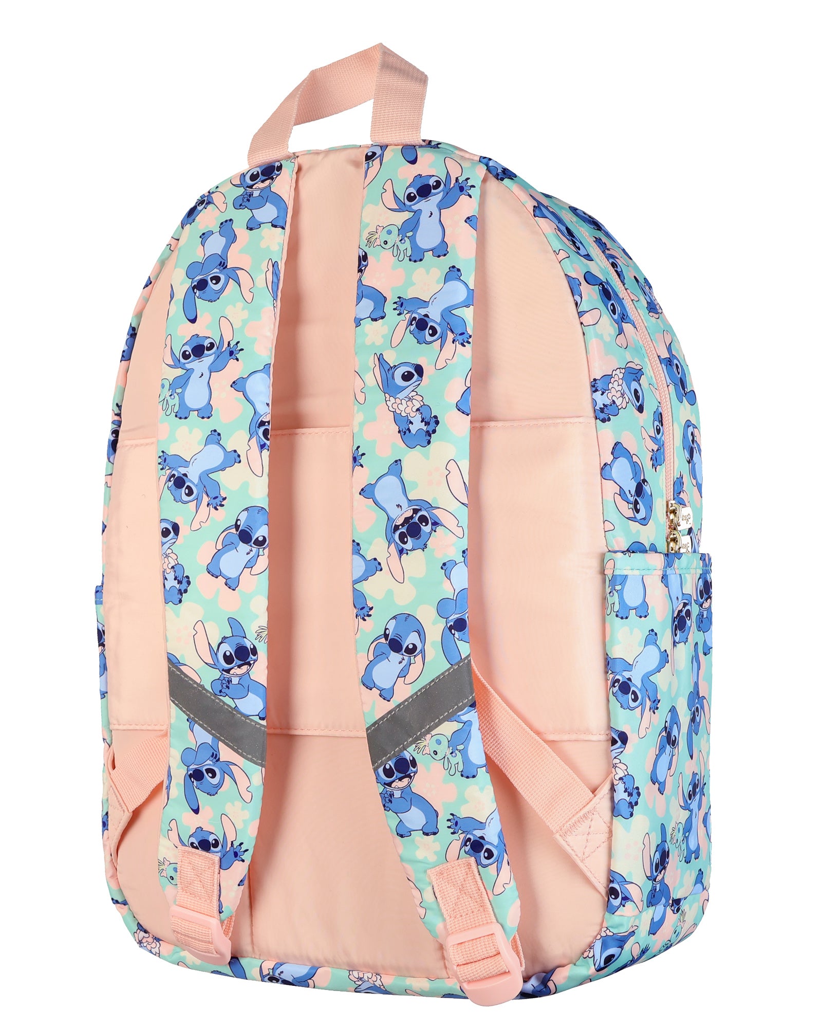 Disney Stitch Backpack 16" Tropical Floral Travel Bag with Luggage Strap