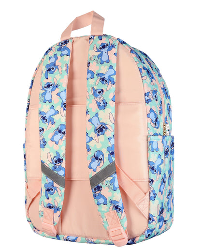 Disney Stitch Backpack 16" Tropical Floral Travel Bag with Luggage Strap