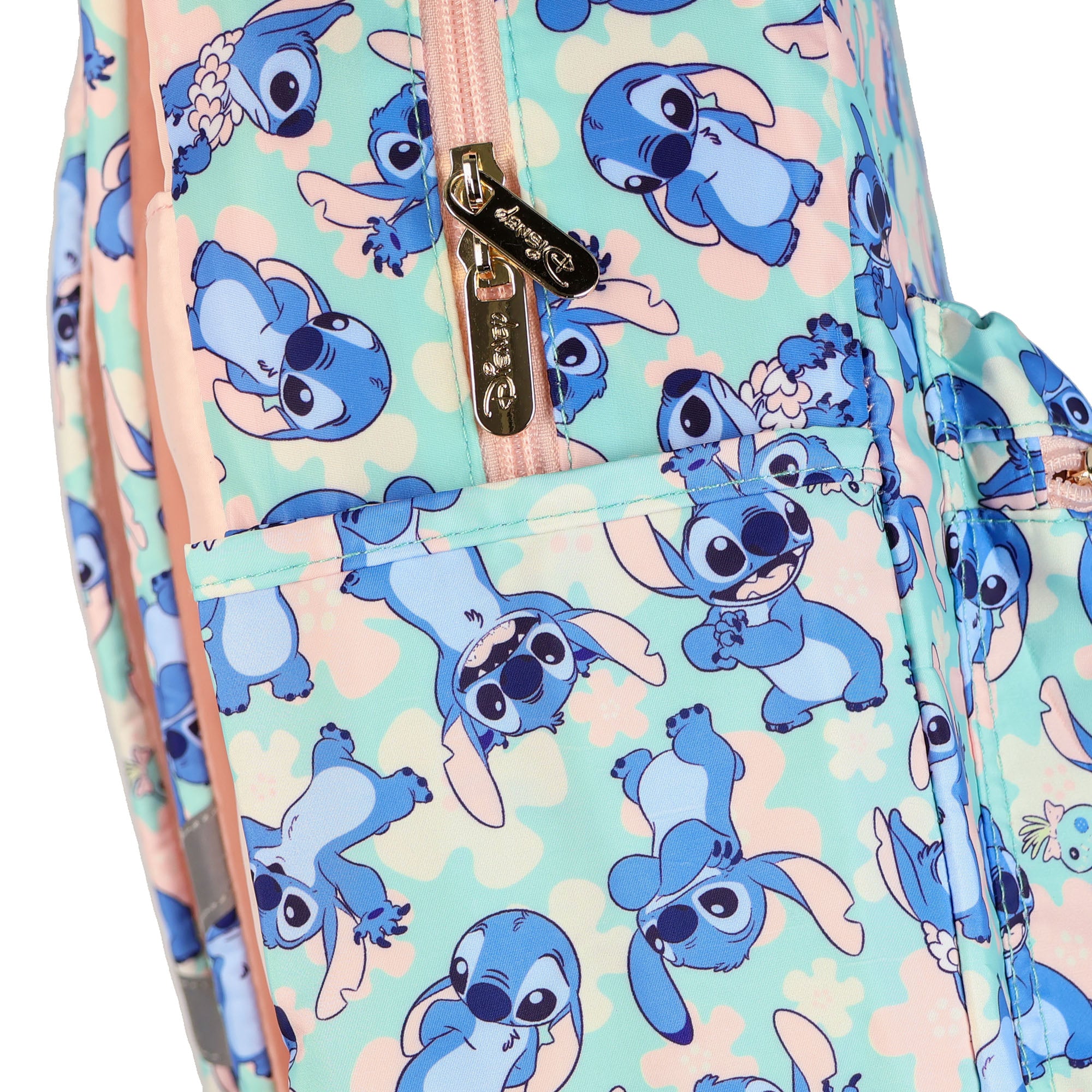 Disney Stitch Backpack 16" Tropical Floral Travel Bag with Luggage Strap