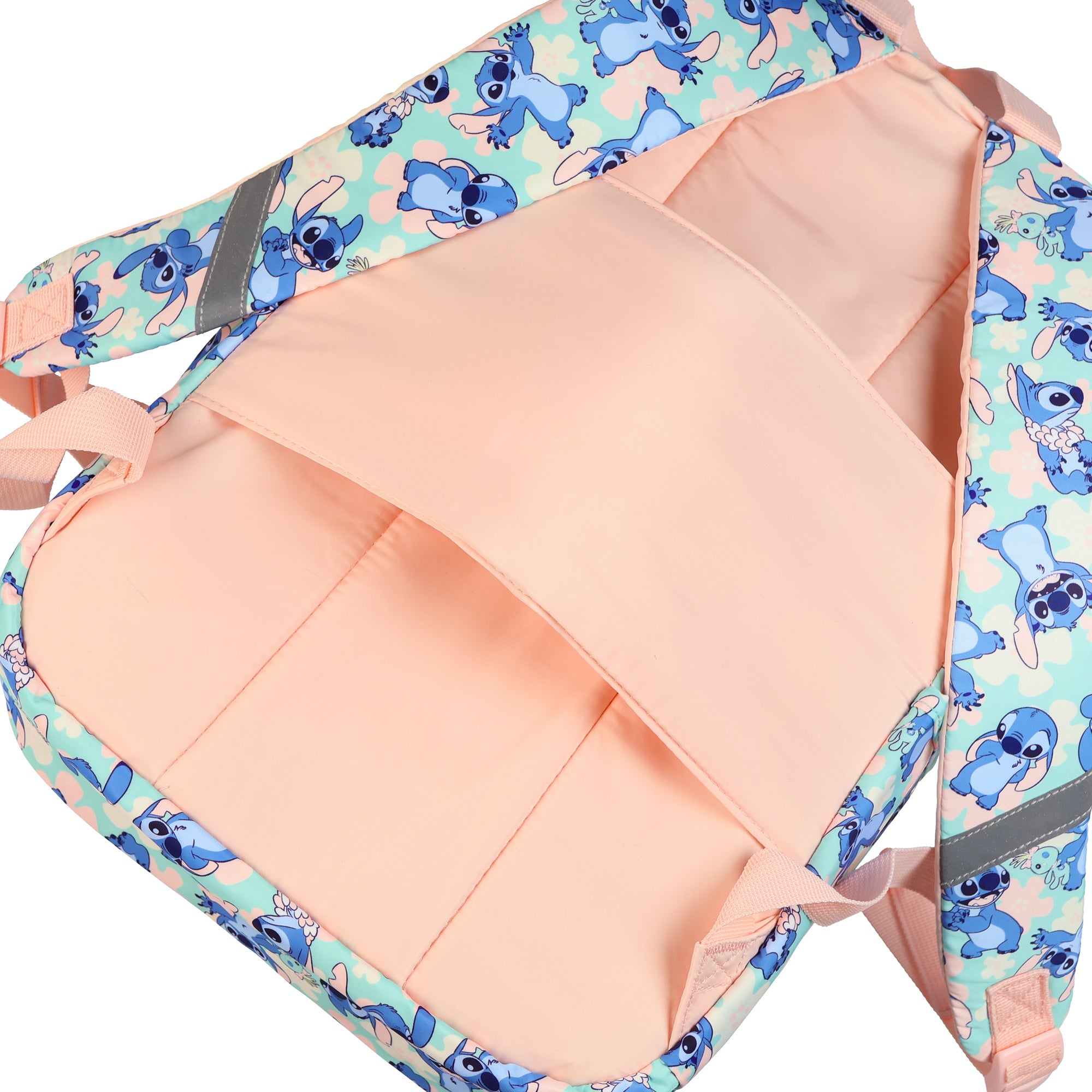 Disney Stitch Backpack 16" Tropical Floral Travel Bag with Luggage Strap