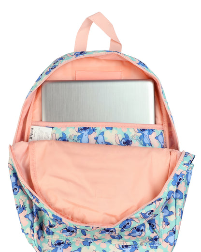 Disney Stitch Backpack 16" Tropical Floral Travel Bag with Luggage Strap