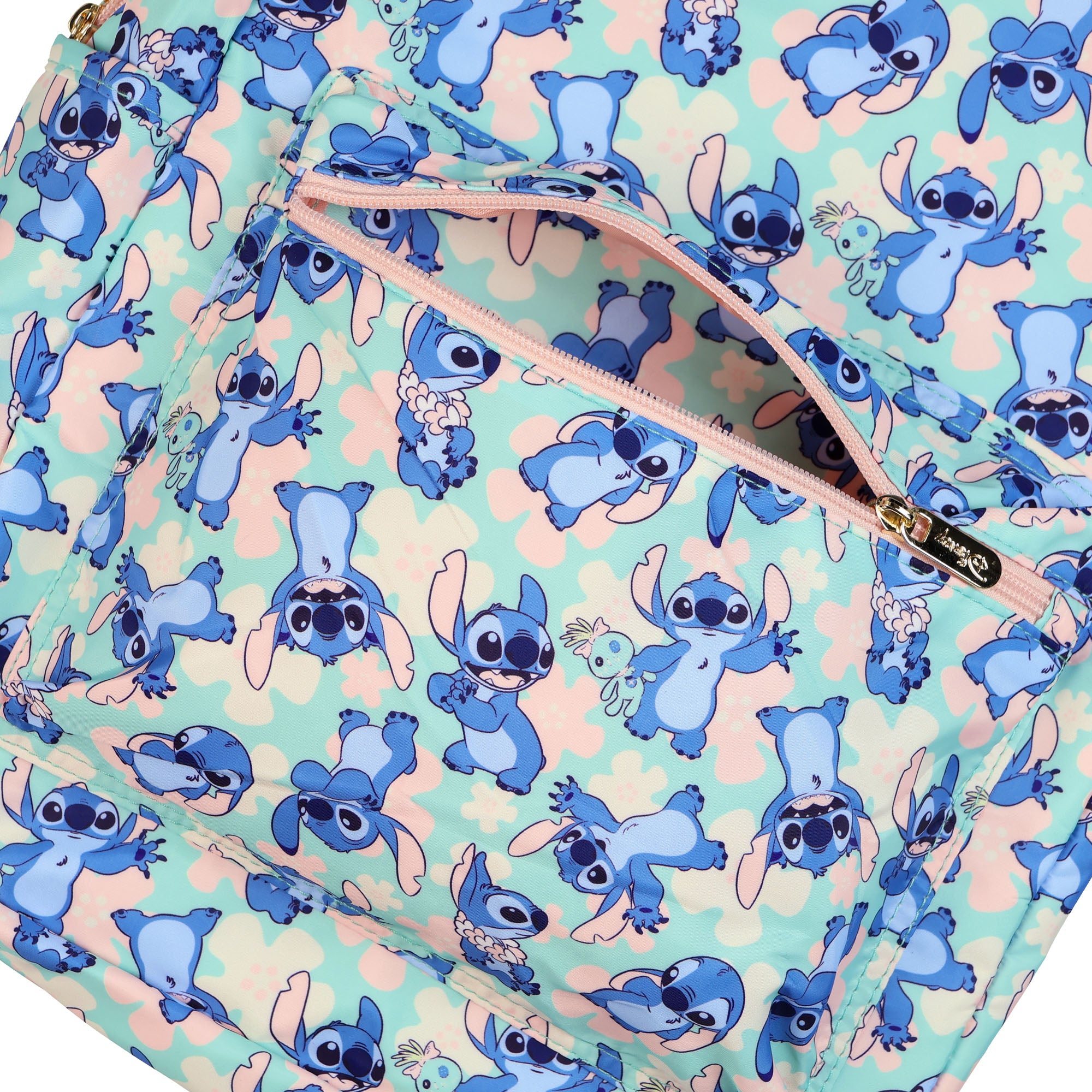 Disney Stitch Backpack 16" Tropical Floral Travel Bag with Luggage Strap