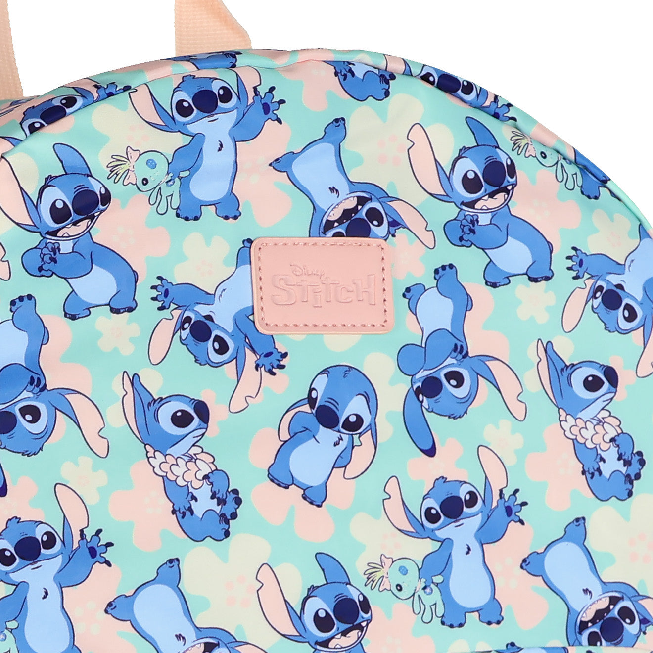 Disney Stitch Backpack 16" Tropical Floral Travel Bag with Luggage Strap