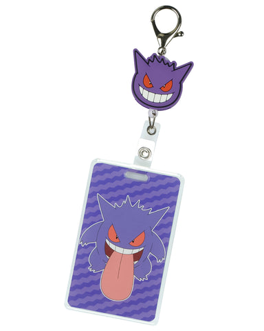 Pokemon Retractable Reel Lanyard Gengar Hard Plastic Badge ID Holder Keychain