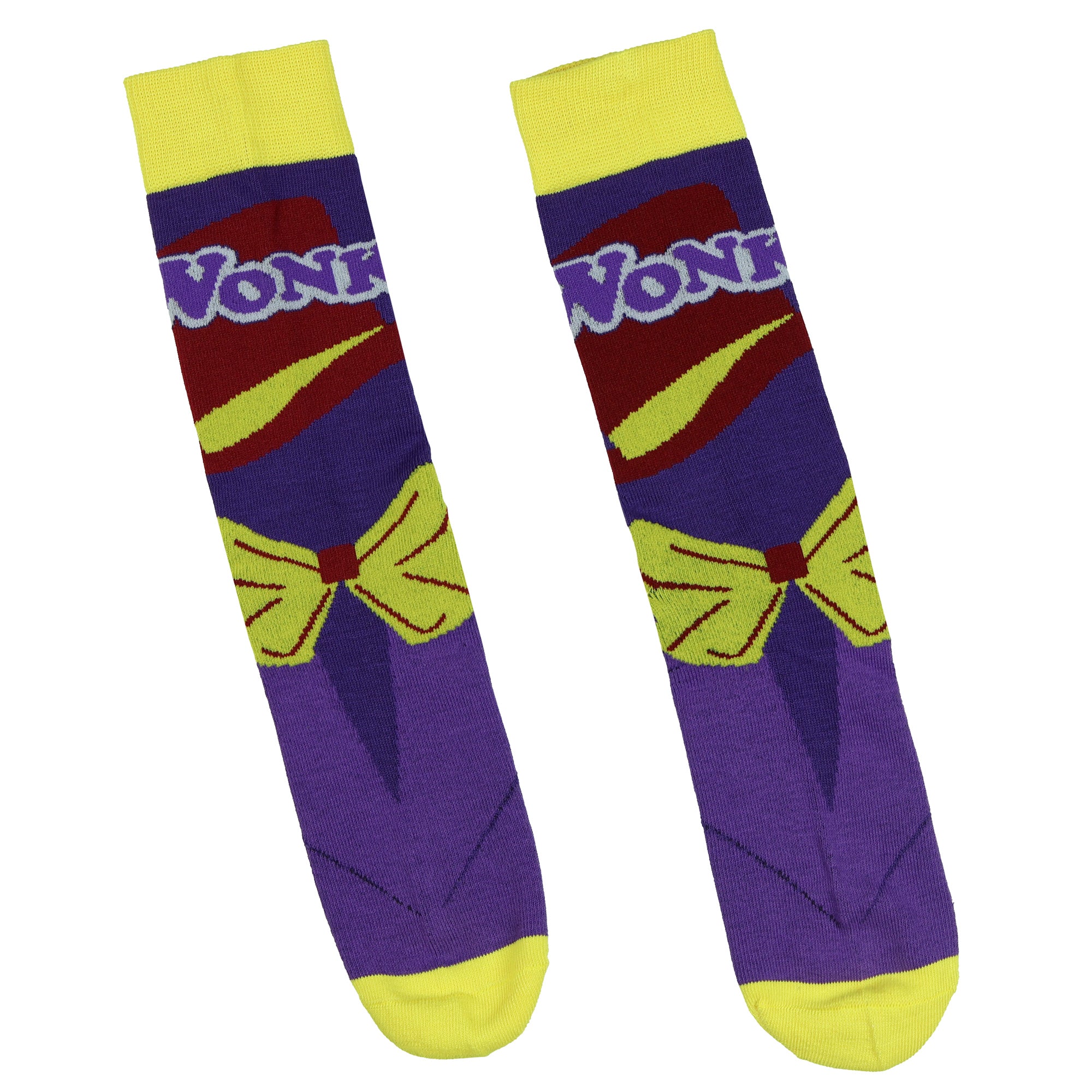 Willy Wonka Socks Men's Oompa Loompa And Wonka Designs Mid Calf Crew Socks