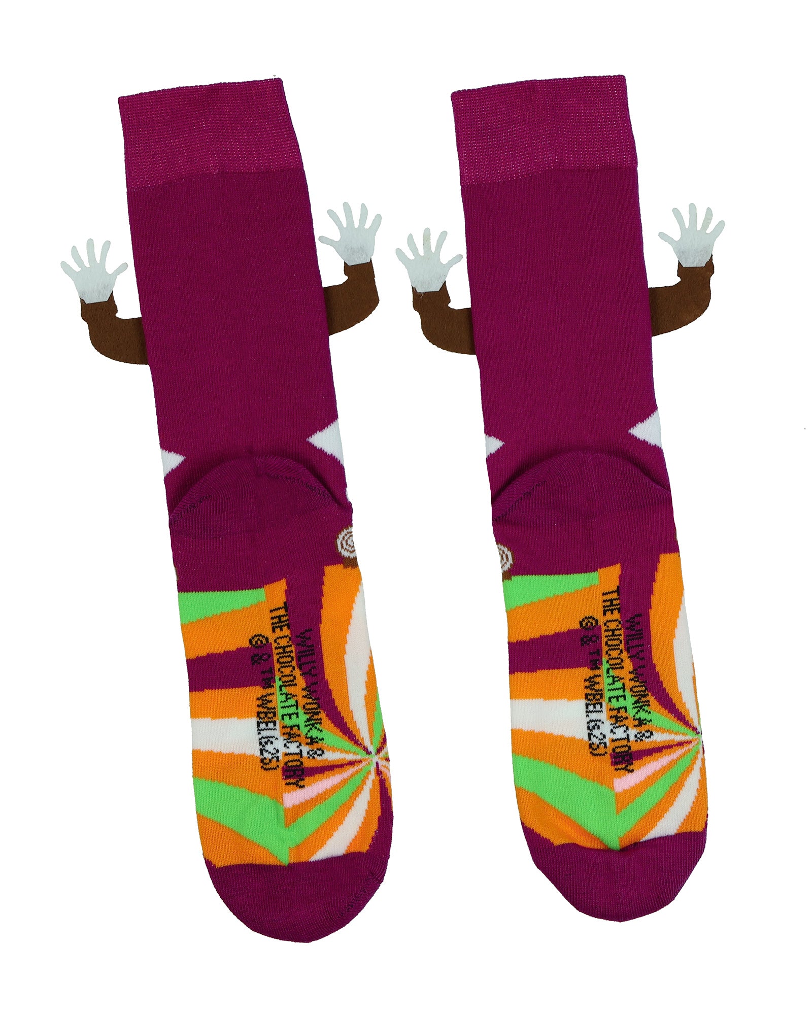 Willy Wonka Socks Men's Oompa Loompa Felt Hands Mid Calf Crew Socks 1 Pair