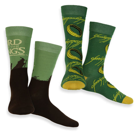 Lord Of The Rings Socks Men's Ring Adventure Design Mid Calf Crew Socks 2 Pair