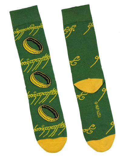 Lord Of The Rings Socks Men's Ring Adventure Design Mid Calf Crew Socks 2 Pair