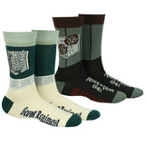 Attack on Titan Scouting Legion and Stationary Guard Adult Crew Socks 2 Pairs