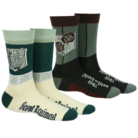 Attack on Titan Scouting Legion and Stationary Guard Adult Crew Socks 2 Pairs