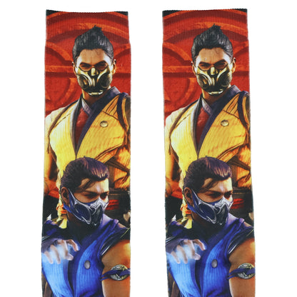 Mortal Kombat Klassic Socks Men's Scorpion and Subzero Sublimated Crew Sock 8-12