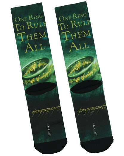 Lord of The Rings Rule Them All Men's Sublimated Mid Calf Crew Socks 1 Pair