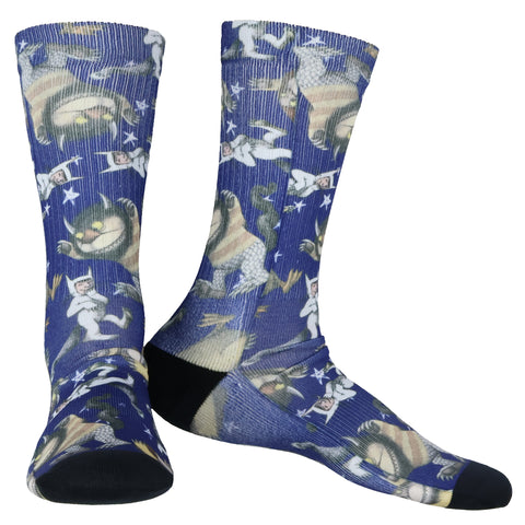 Where the Wild Things Are All-Over Design Men's Sublimated Mid-Calf Crew Socks
