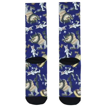 Where the Wild Things Are All-Over Design Men's Sublimated Mid-Calf Crew Socks