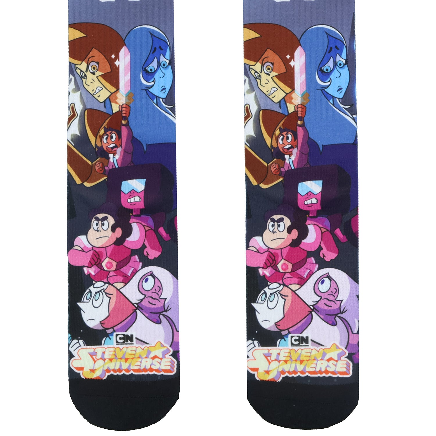 Steven Universe Socks Men's Garnet Amethyst Pearl Sublimated Crew Sock 8-12
