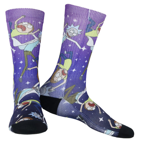 Rick and Morty Socks Falling Through Space Sublimated Crew Sock 8-12