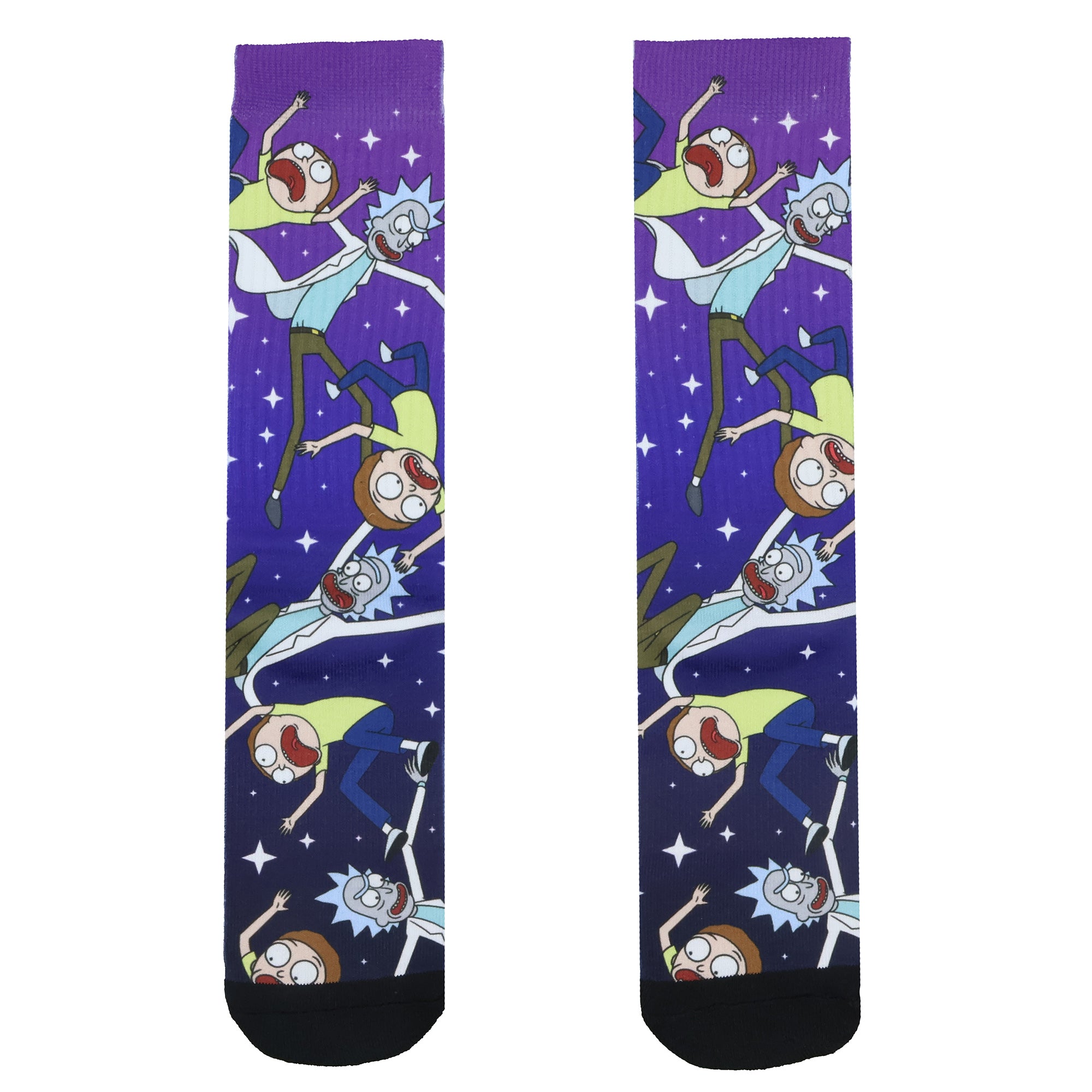 Rick and Morty Socks Falling Through Space Sublimated Crew Sock 8-12
