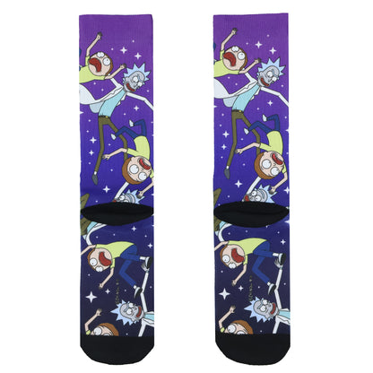 Rick and Morty Socks Falling Through Space Sublimated Crew Sock 8-12