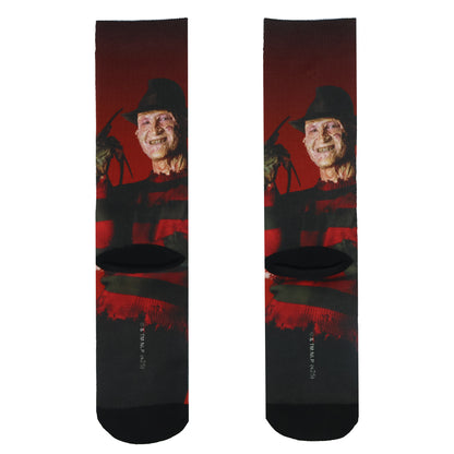 A Nightmare On Elm Street Socks Men's Freddy Krueger Sublimated Crew Sock 8-12