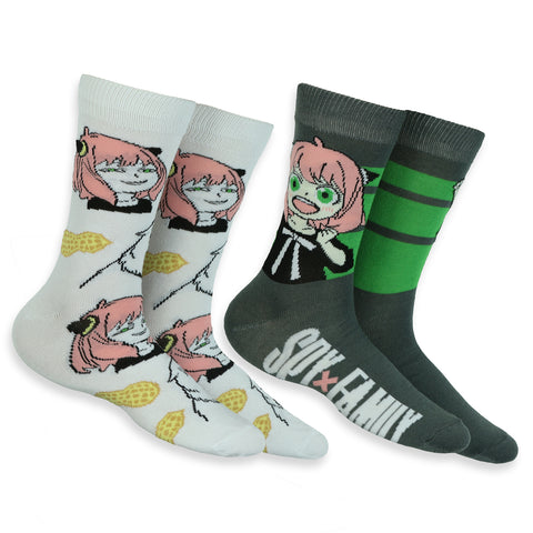 Spy X Family Socks Men's Anya and Bond Designs Mid Calf Crew Socks 2 Pair