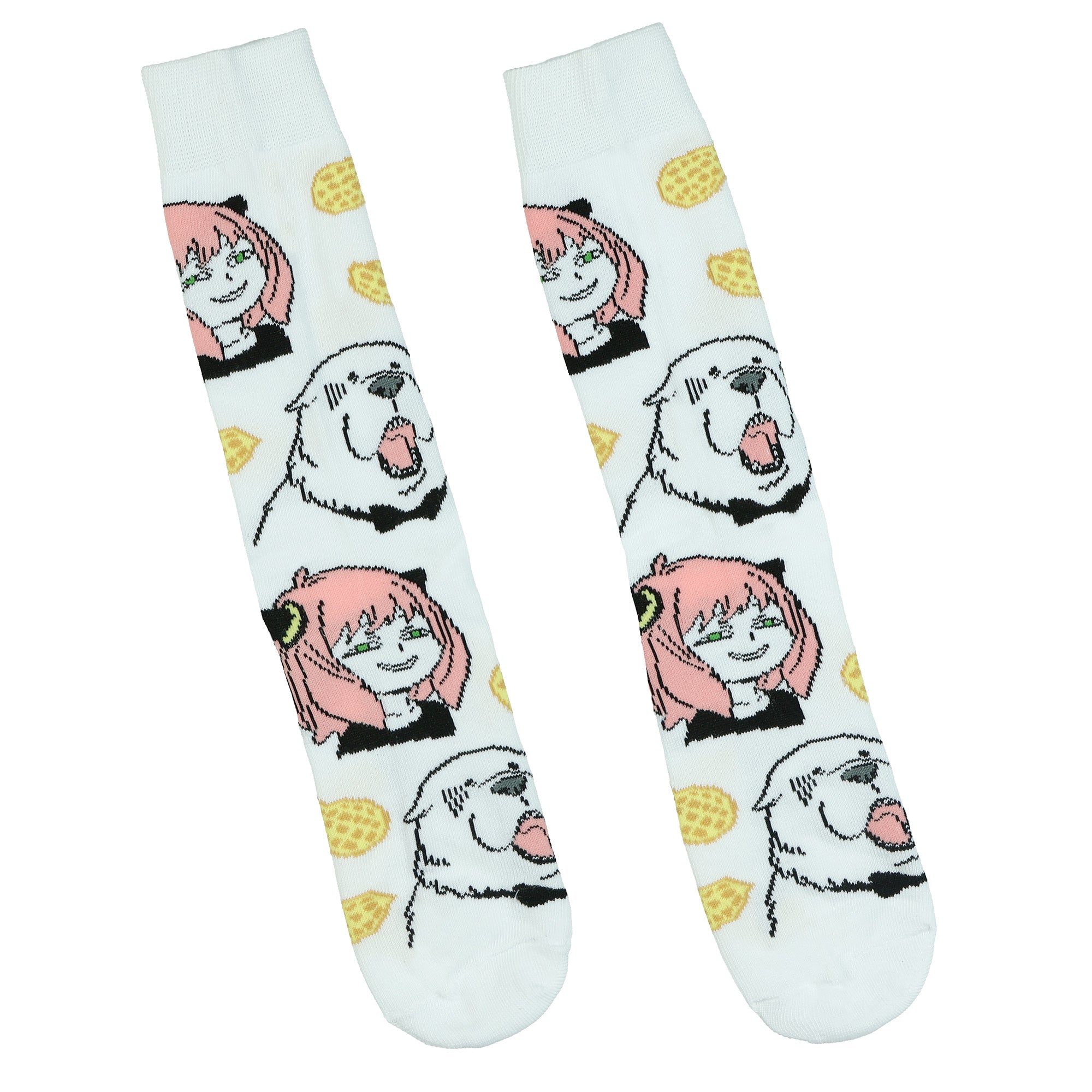 Spy X Family Socks Men's Anya and Bond Designs Mid Calf Crew Socks 2 Pair