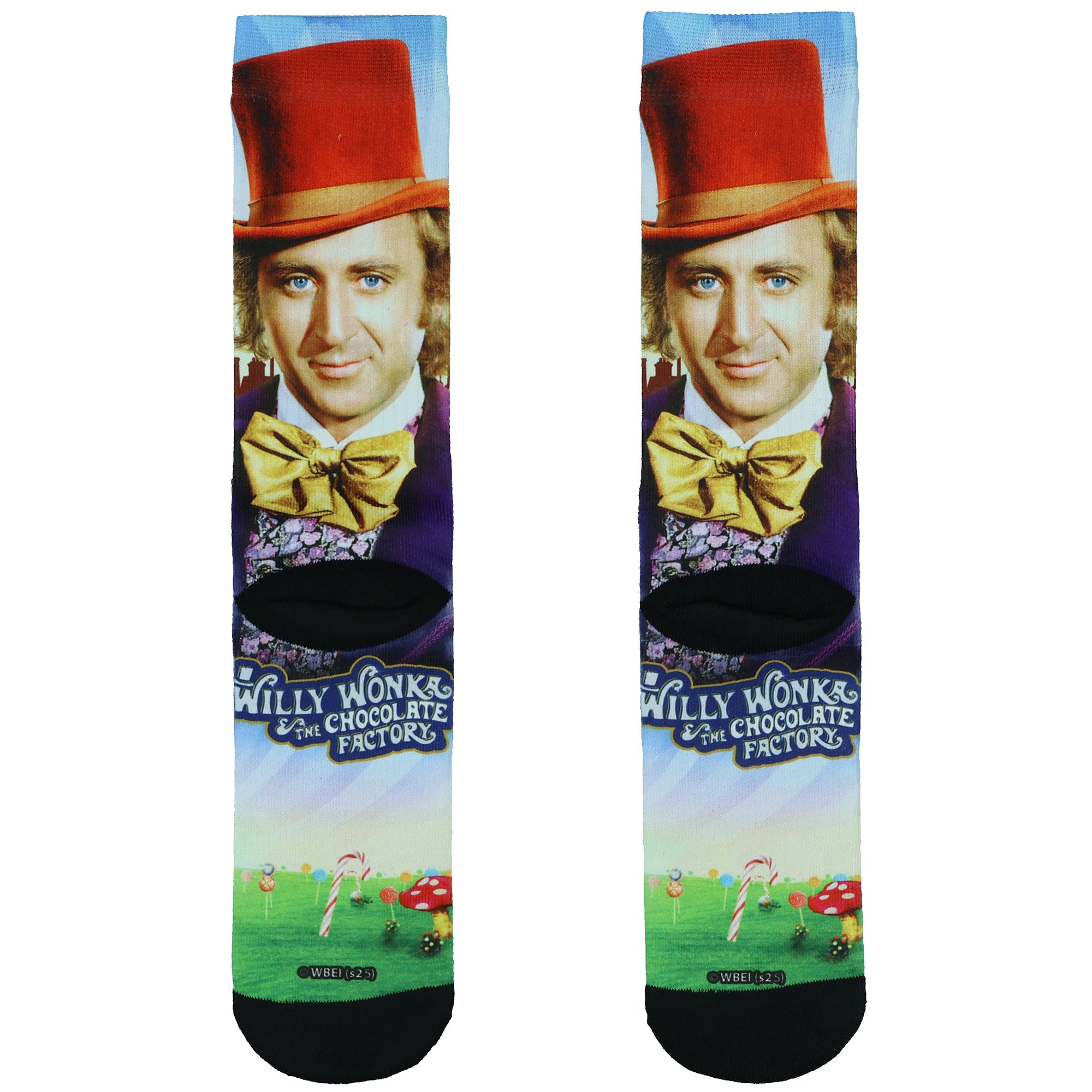 Willy Wonka Socks Men's The Chocolate Factory Sublimated Crew Sock 8-12