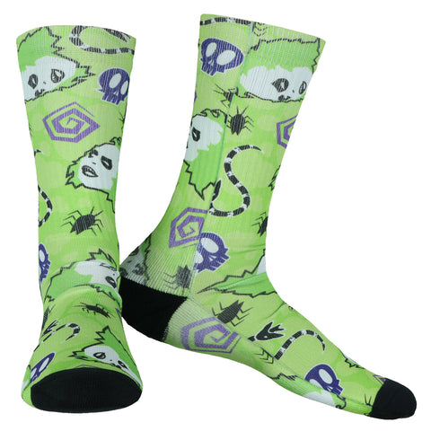Beetlejuice Socks AOP Icons Worms Beatles Skulls Sublimated Crew Sock 8-12