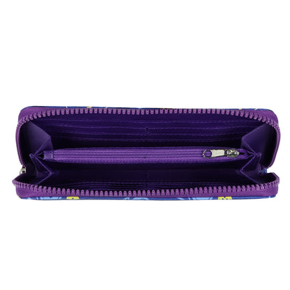 Coraline Women's Buttons and Needles Faux Leather Full Zip Around Wallet