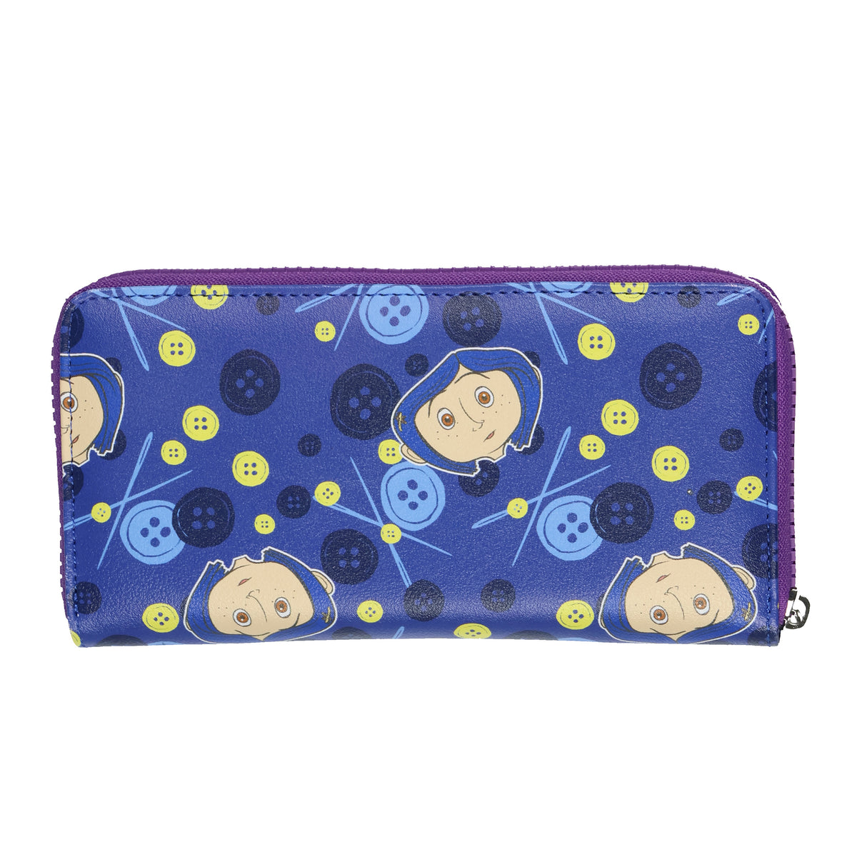 Coraline Women's Buttons and Needles Faux Leather Full Zip Around Wallet