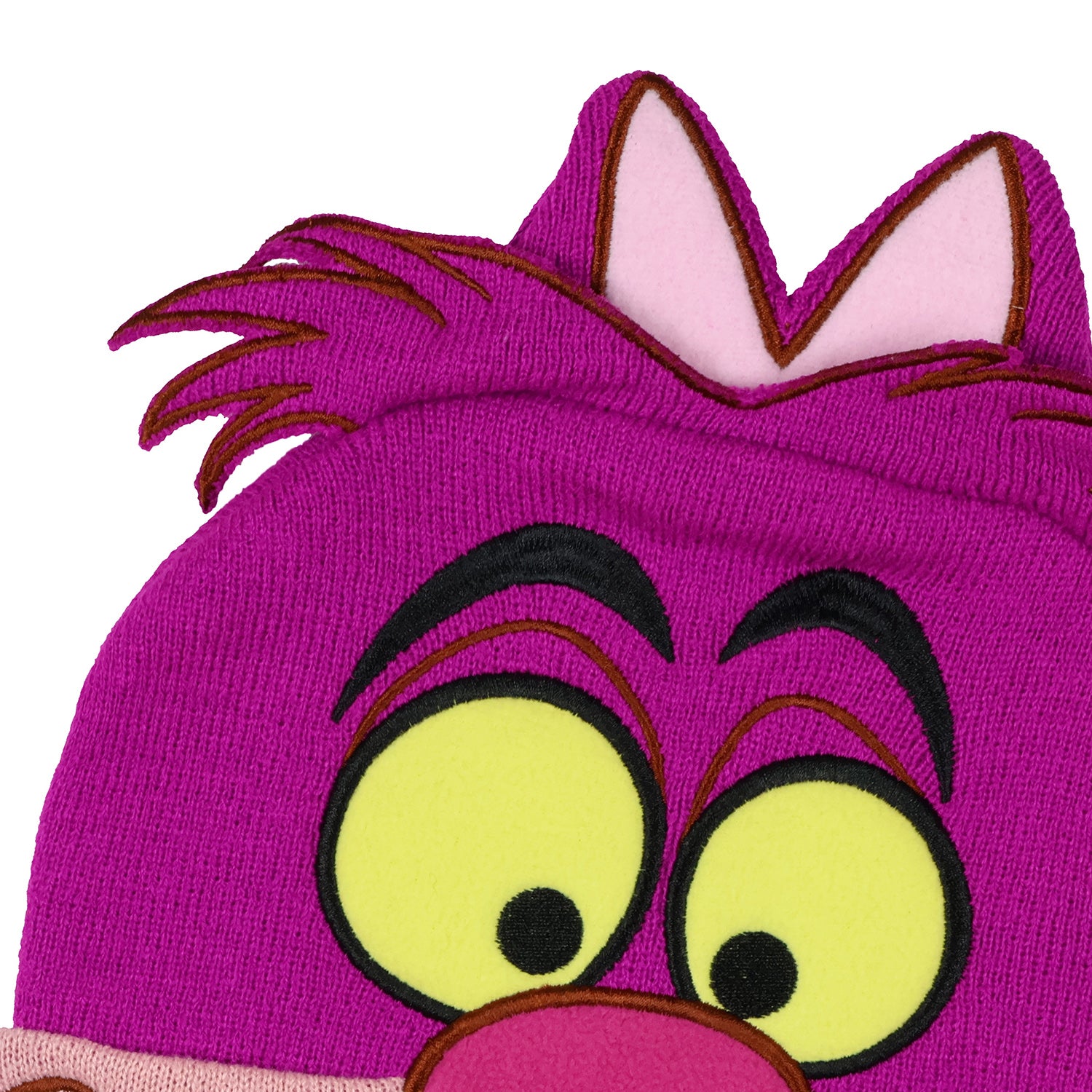 Disney Alice In Wonderland Cheshire Cat Beanie Embroidered Face 3D Ears Knit Hat
