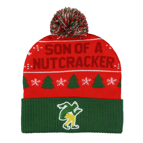 Elf The Movie Beanie Ugly Sweater Adult Knit Embroidered Cuffed Beanie Hat