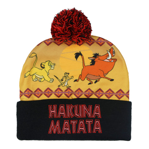 Disney The Lion King Beanie Hakuna Matata Sublimation Fleece Knit Cuffed Hat .