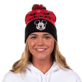 Disney Mickey Mouse Beanie Fair Isle Knit Design Cuffed Winter Hat with Pom