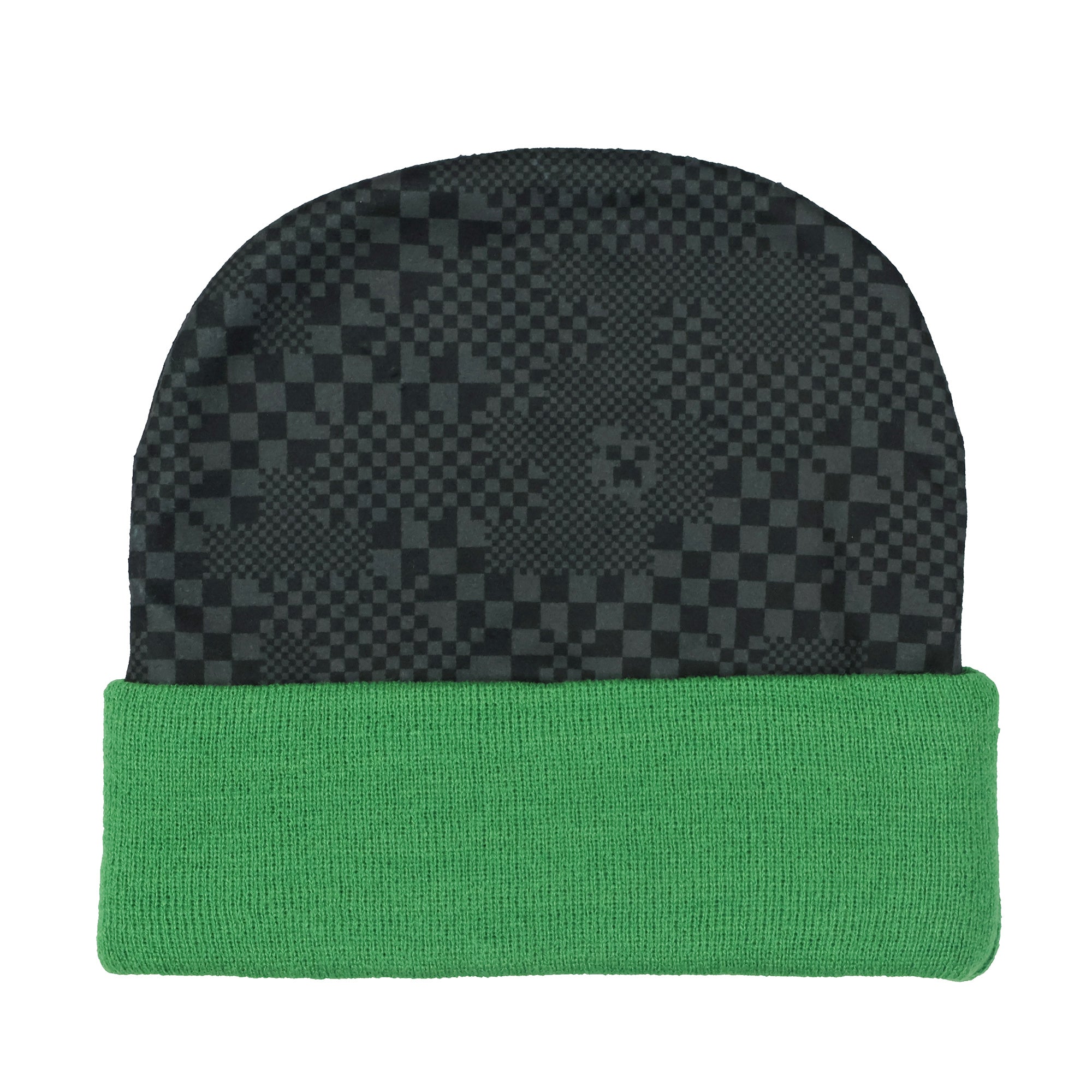 Minecraft Beanie Creeper Mob Sublimation Fleece Design Knit Cuffed Hat with Pom