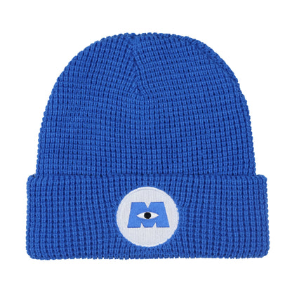 Disney Monsters Inc. Beanie Embroidered Logo Patch Adult Waffle Knit Winter Hat
