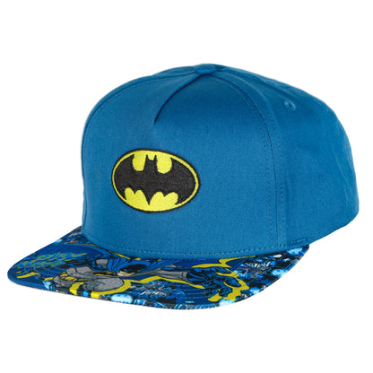 DC Comics Batman Boys' Flat-Brim Hat Snapback Adjustable OSFM Baseball Cap