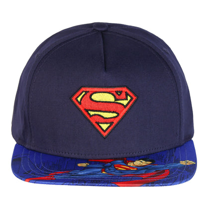 DC Comics Superman Boys' Flat-Brim Hat Snapback Adjustable OSFM Baseball Cap
