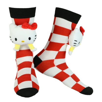 Sanrio Hello Kitty Plush Head Design 2-Pack Mid-Calf Crew Sock Set in Gift Box