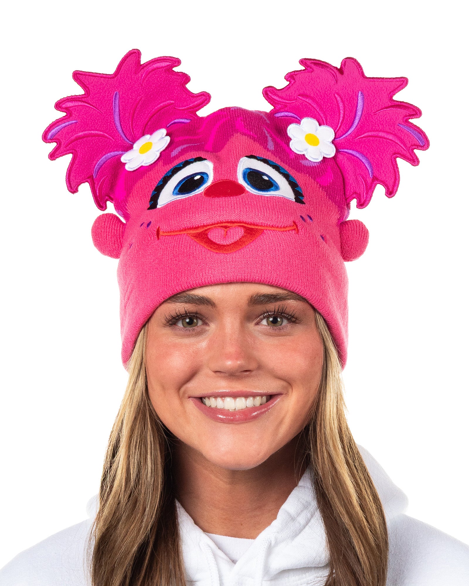 Sesame Street Beanie Abby Cadabby 3D Embroidered Fleece Lined Cap Women's OSFM