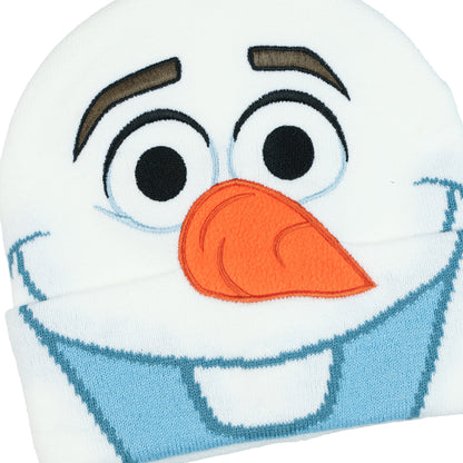 Disney Frozen Beanie Olaf Snowman Embroidered 3D Hair Cuffed Knit Cap OSFM Adult