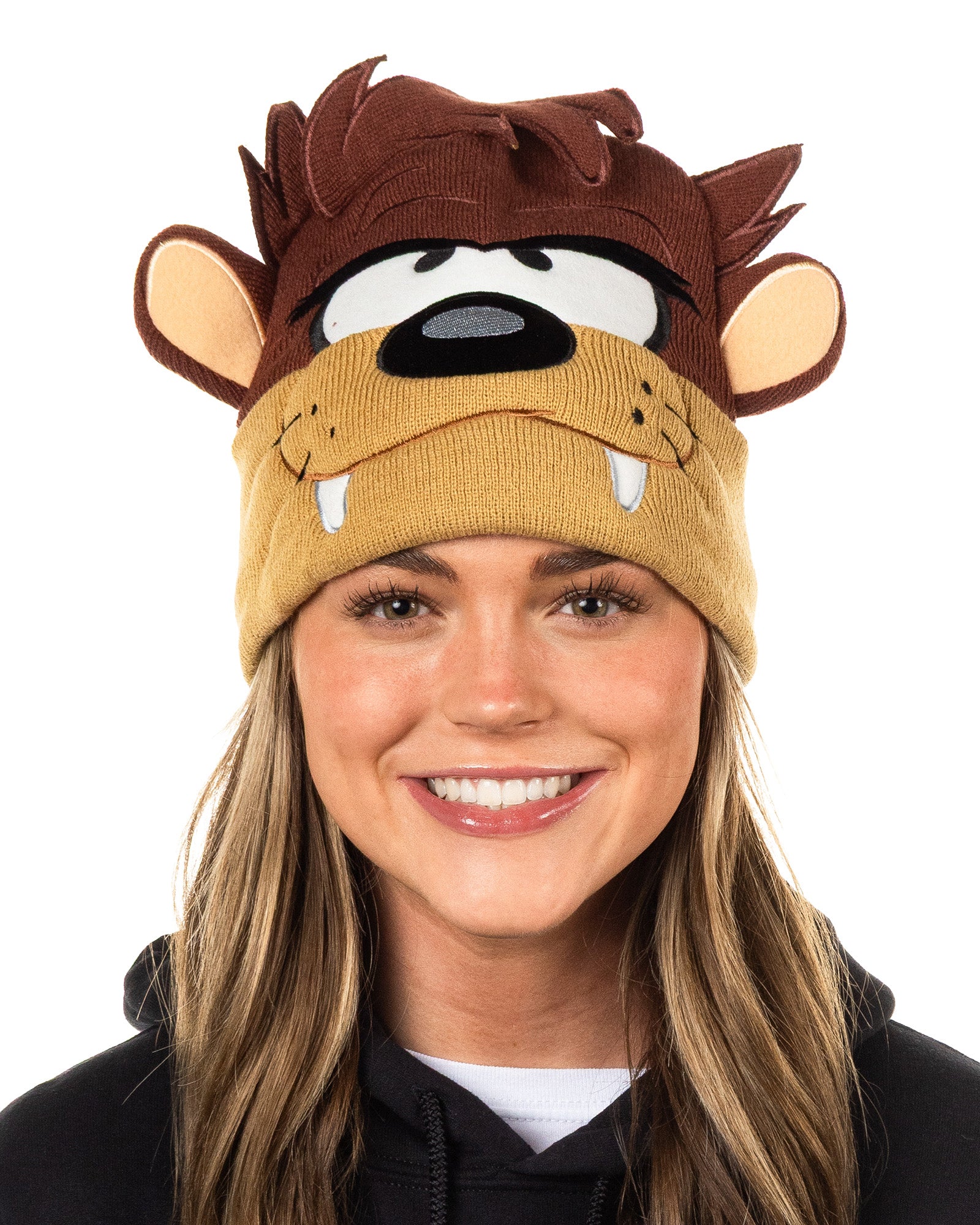 Looney Tunes Beanie Tasmanian Devil Embroidered 3D Fleece Lined Cap OSFM